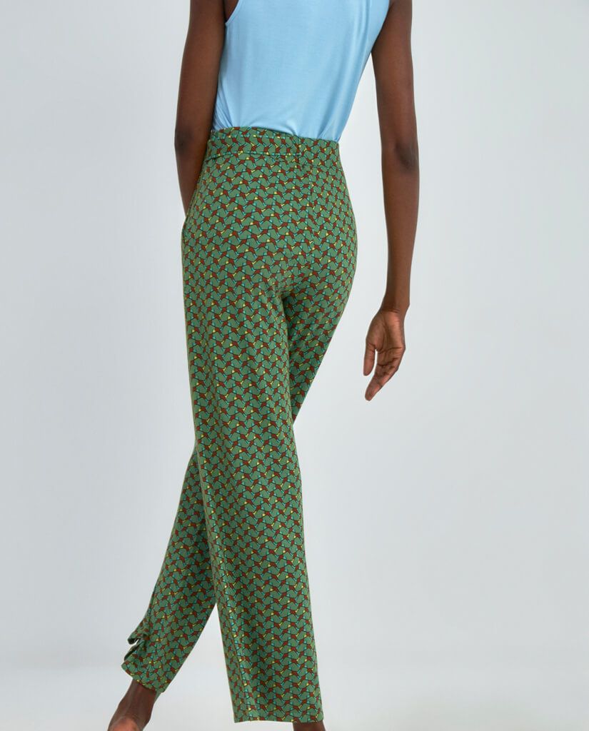 Straight Fit Trousers With Belt Green