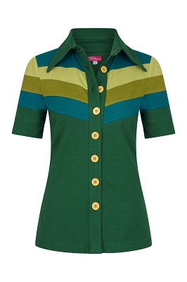 Button Shirt Stripes Green