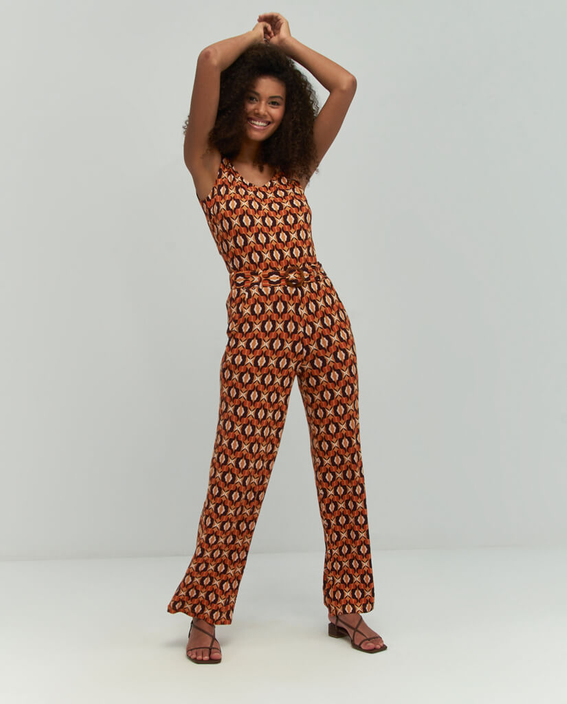 Straight Fit Trousers With Belt Orange