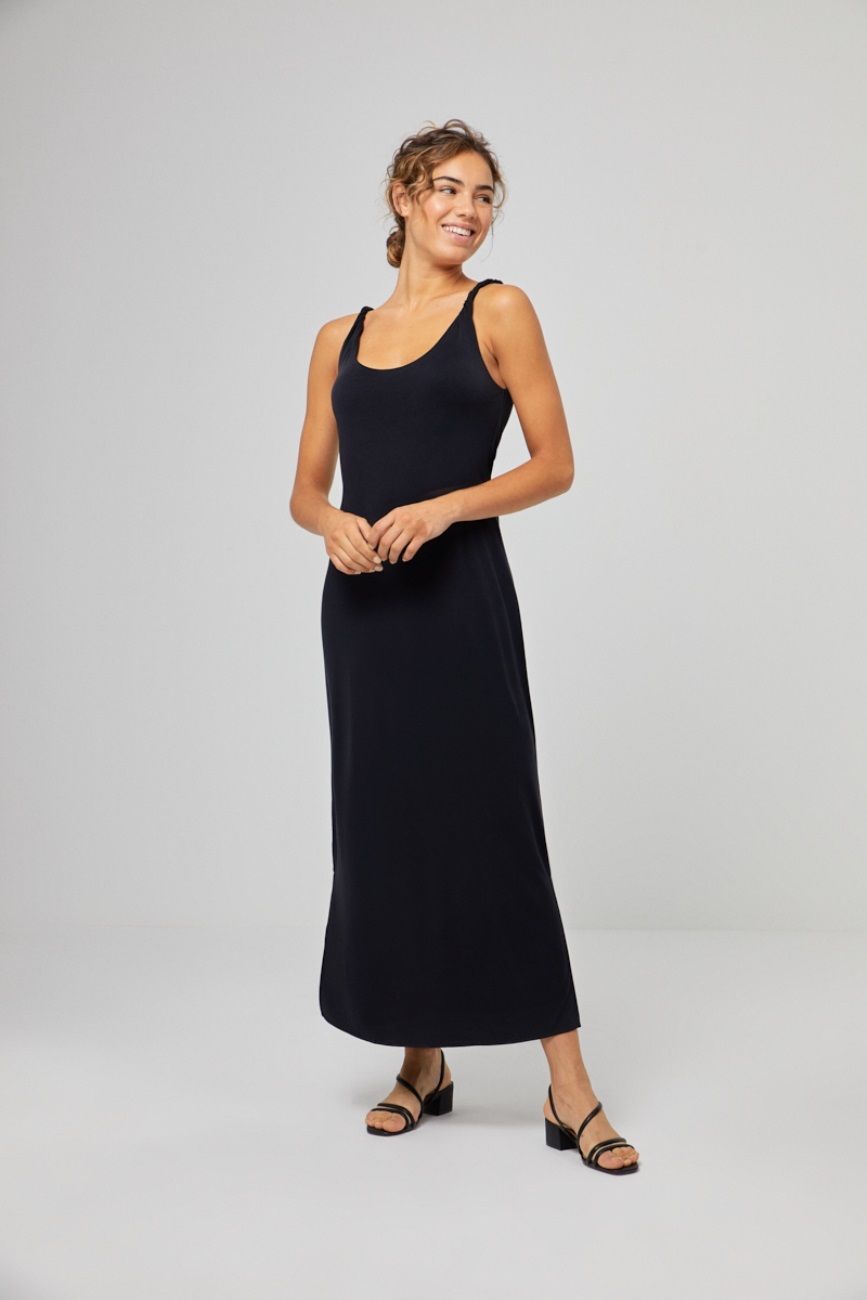 Long Dress With Straps Antraciet