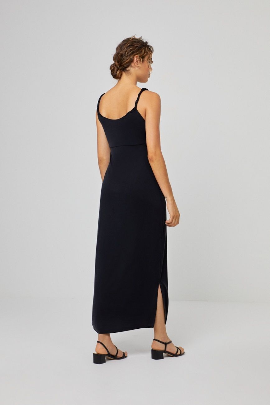 Long Dress With Straps Antraciet