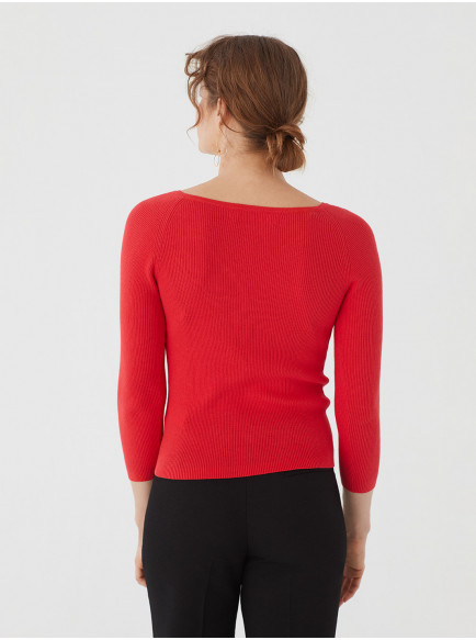 Ribbed Boatneck Sweater