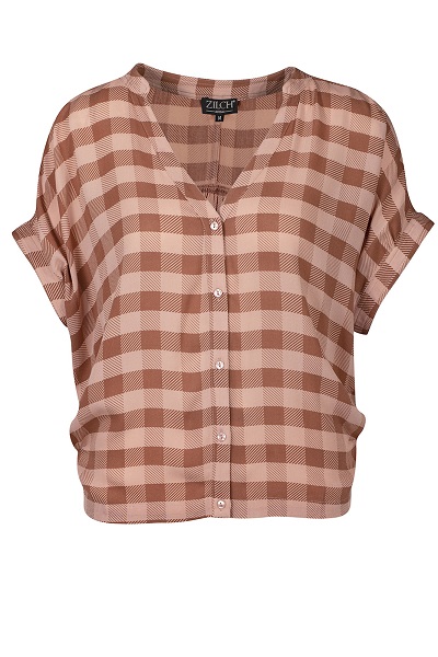 Blouse Wide Checker Rose