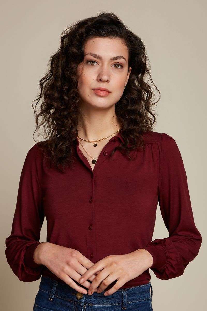 Carina Blouse Ecovere Light Truffle Red