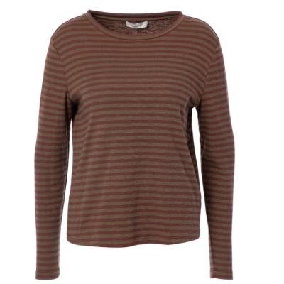 Prisca T-Shirt Army Maroon Stripes