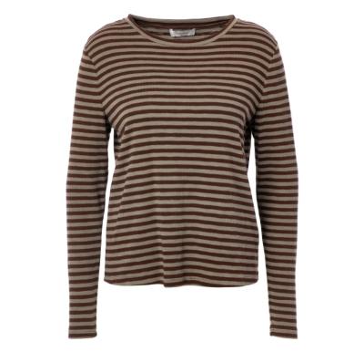 Prisca T-Shirt Brown, Sage Stripes