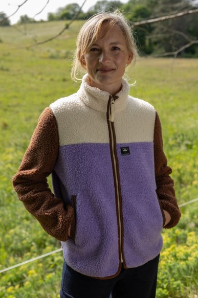 Danebirk Fleece Zip Up Light Lilac Light Beige Dark Wine