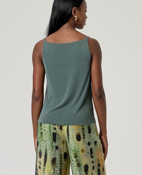 V Neck Strap Top Bottle Green