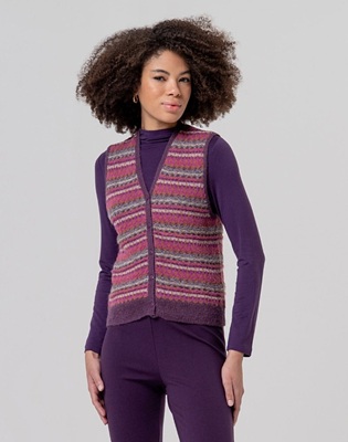 V-Neck Vest With Jacquard Bourdeaux
