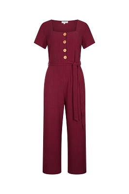 Birgit Jumpsuit Linnen Priorat Red