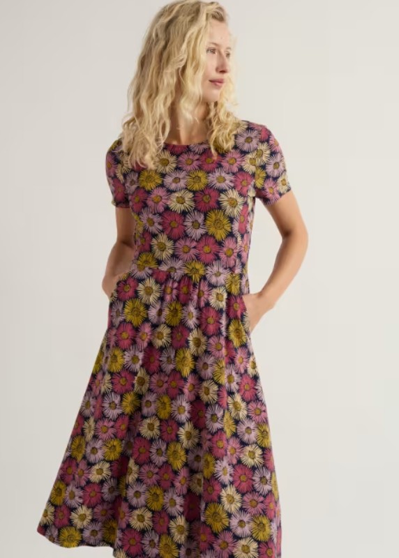 April Dress Regular Painted Asters Maritime