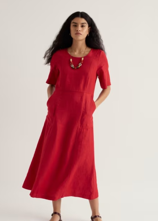 Grass Wave Dress Regular Boat Red