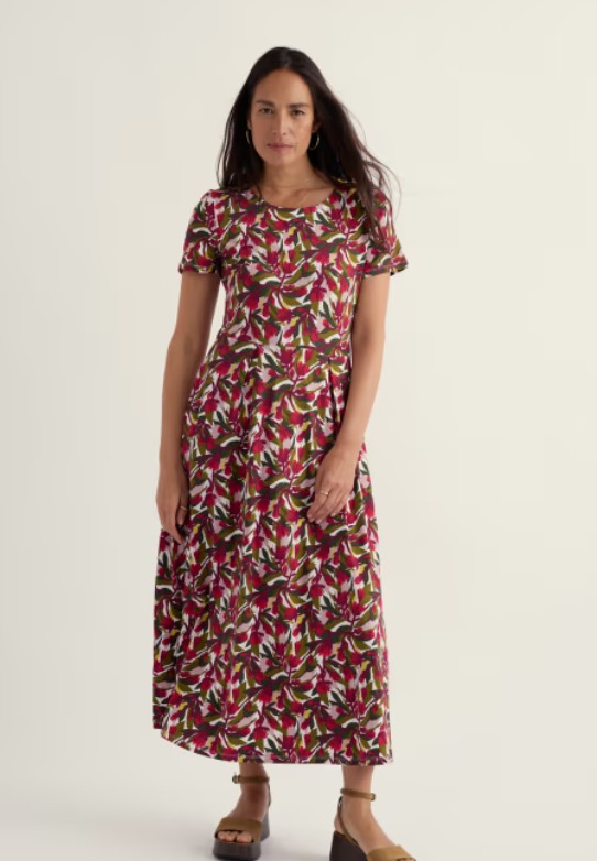 Veronica Dress Abstract Protea Chalk