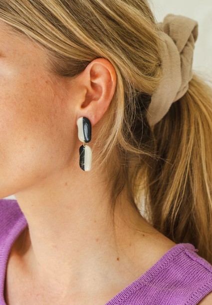 Earrings Florence Antraciet / Ivory