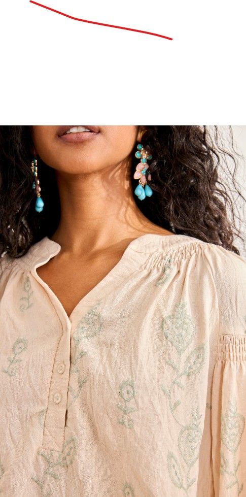 Blouse With Embroidery And Palm Trees