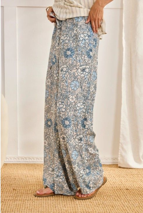 Floral Print-Rayon Trouser
