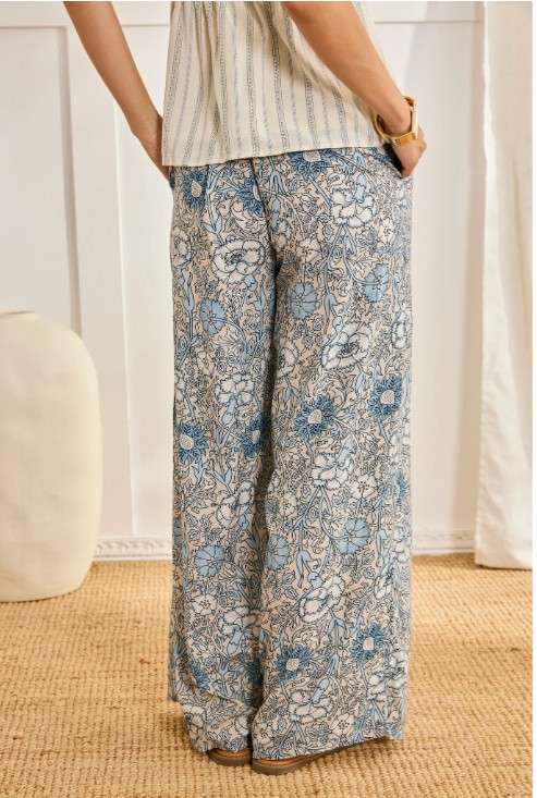 Floral Print-Rayon Trouser