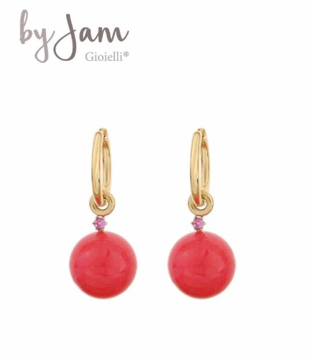 Earrings Round Red