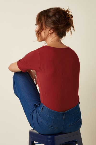Carice Top Uni Rib Chili Red