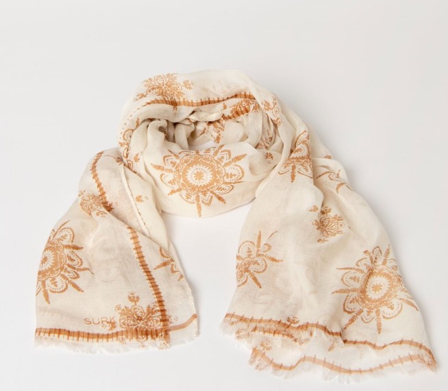 Printed Rectangular Scarf Off White