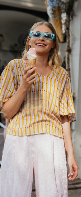 Top Fancy Stripes And Dots Lilac