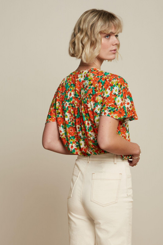 Lisa Flared Blouse Keylime Spicy Orange