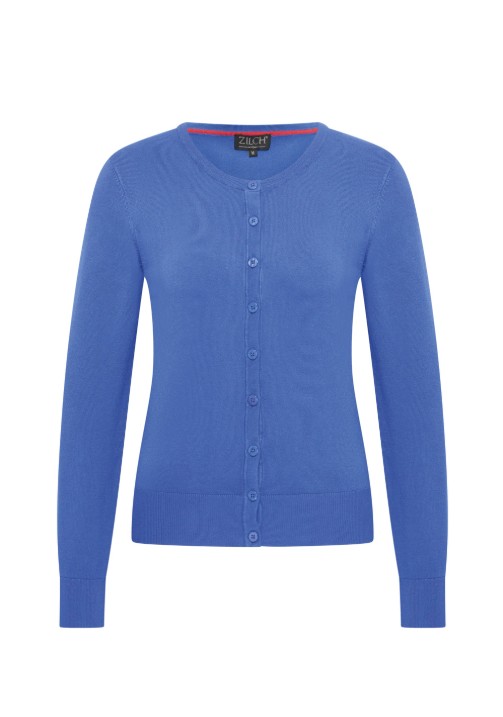 Cardigan Round Neck Dazzling Blue