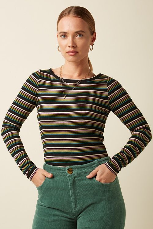 Lili Tee Frostine Stripe Woodbine Green