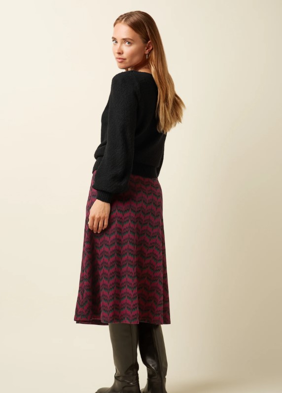 Juno Skirt Estelle Zigzag Bordeaux Red