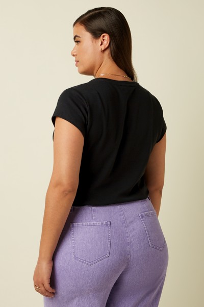 Cath Tee Placement Print Black