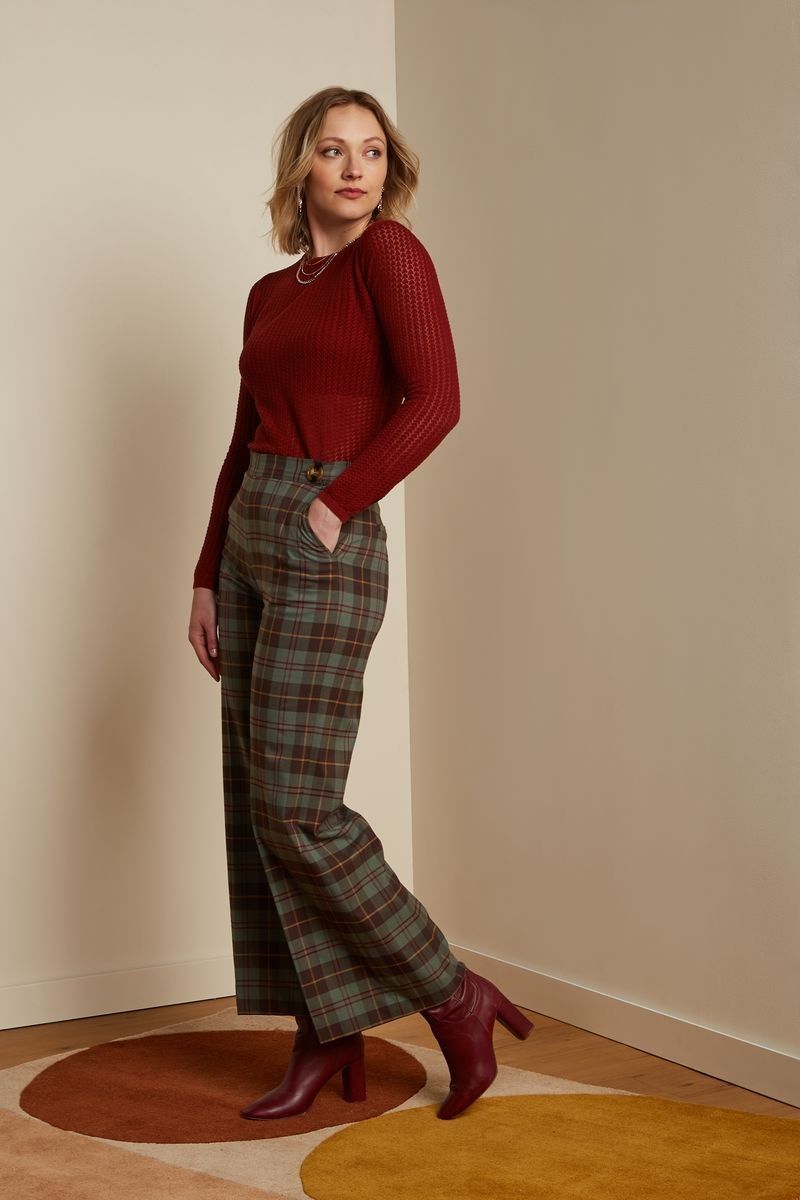 Alba Pants Jones Check Smoke Green