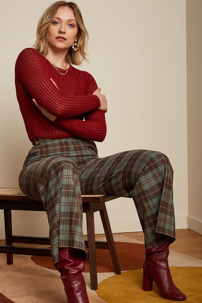 Alba Pants Jones Check Smoke Green