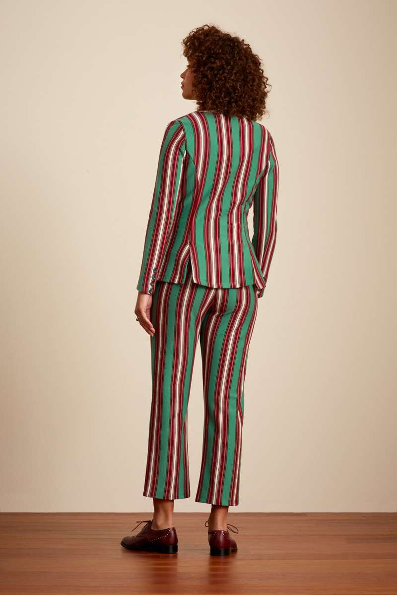 Daisy Long Blazer Rum Stripe Neptune Green