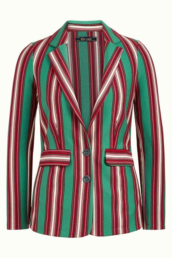Daisy Long Blazer Rum Stripe Neptune Green