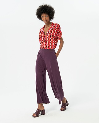 Quality Wide Trousers Maroon