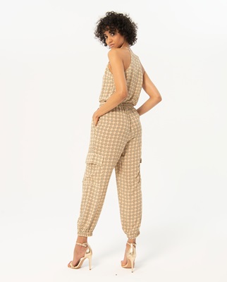 Cargo Trousers With Gathered Hem Beige