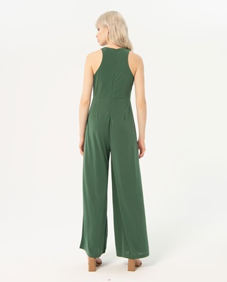 Strapless Jumpsuit And Wide Trousers Khaki