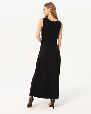 Long Dress With Gathered Knot Front Black