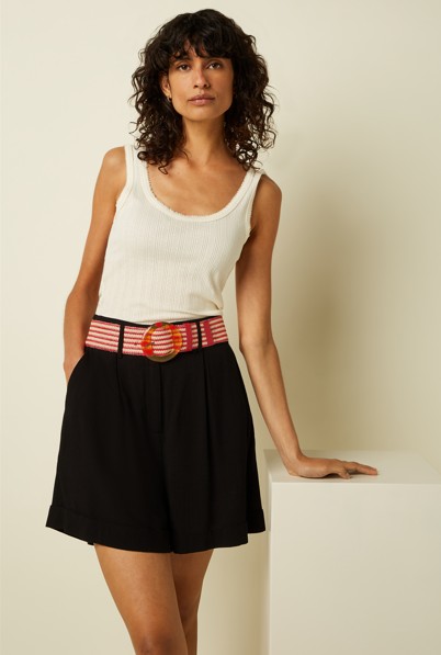 Striped Belt Chili Red