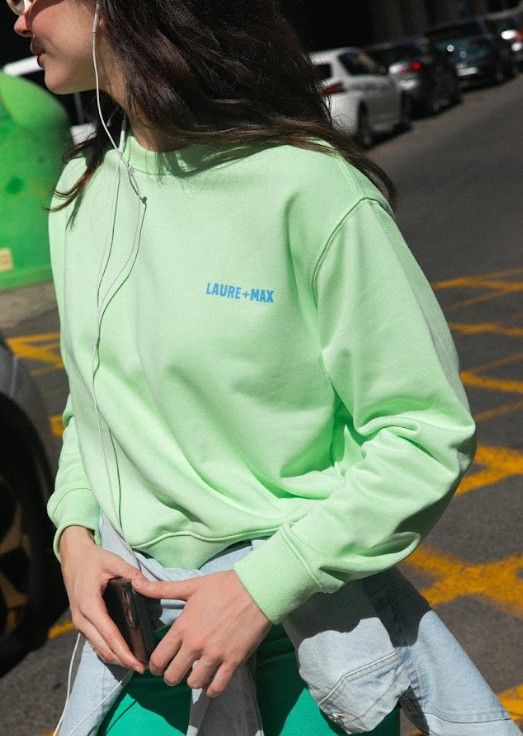 Sweater Nir Vert Pomme