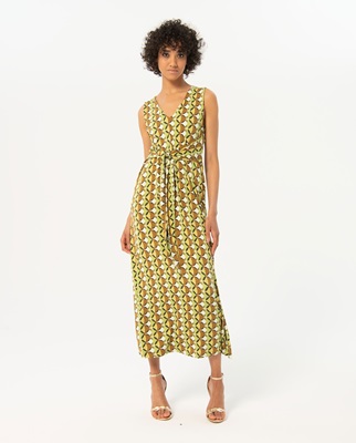 Sleeveless Long Knotted Dress Green