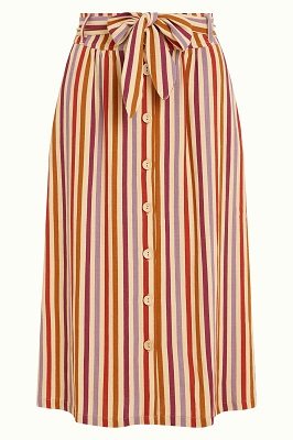 Lola Button Skirt Cassave Stripe Marzipan