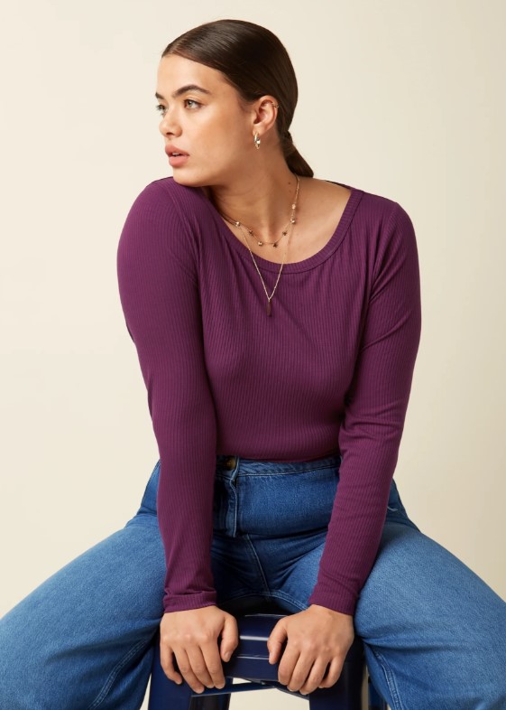 Lili Tee Uni Rib Caspia Purple