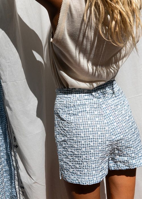 Syara Vichy Broderie Blue