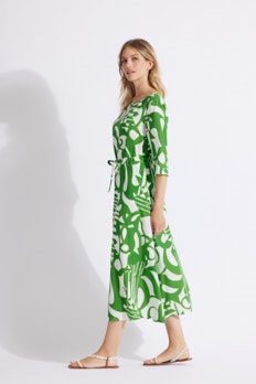 Kleid Ruvana Grun Grafisch