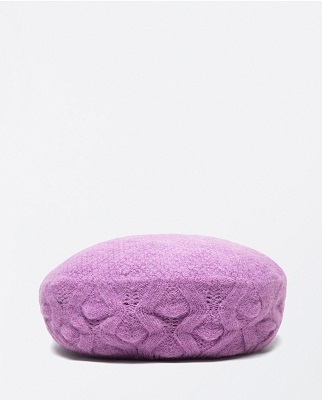 Textured Plain Beret Lilac