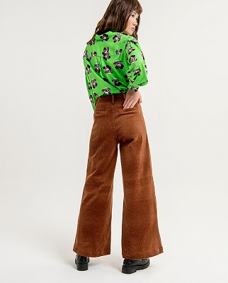 Wide Pants With Plastron Pockets Brown