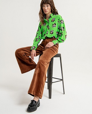 Wide Pants With Plastron Pockets Brown
