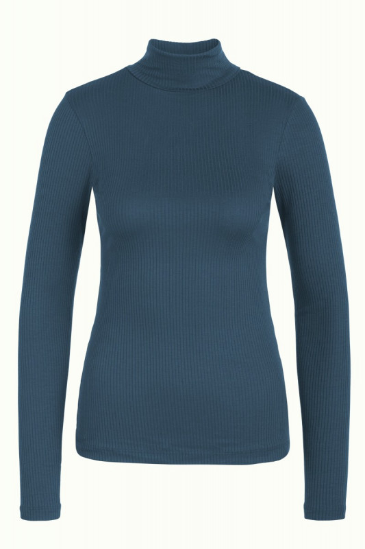 Rollneck Top Uni Rib Tencel Sailor Blue