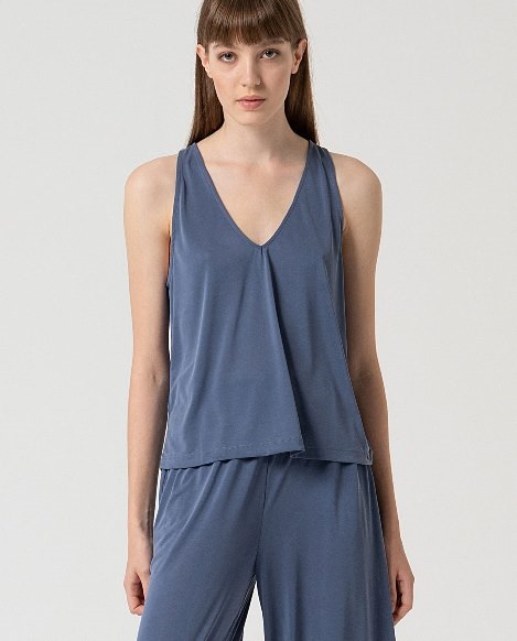 V Neck Top Indigo
